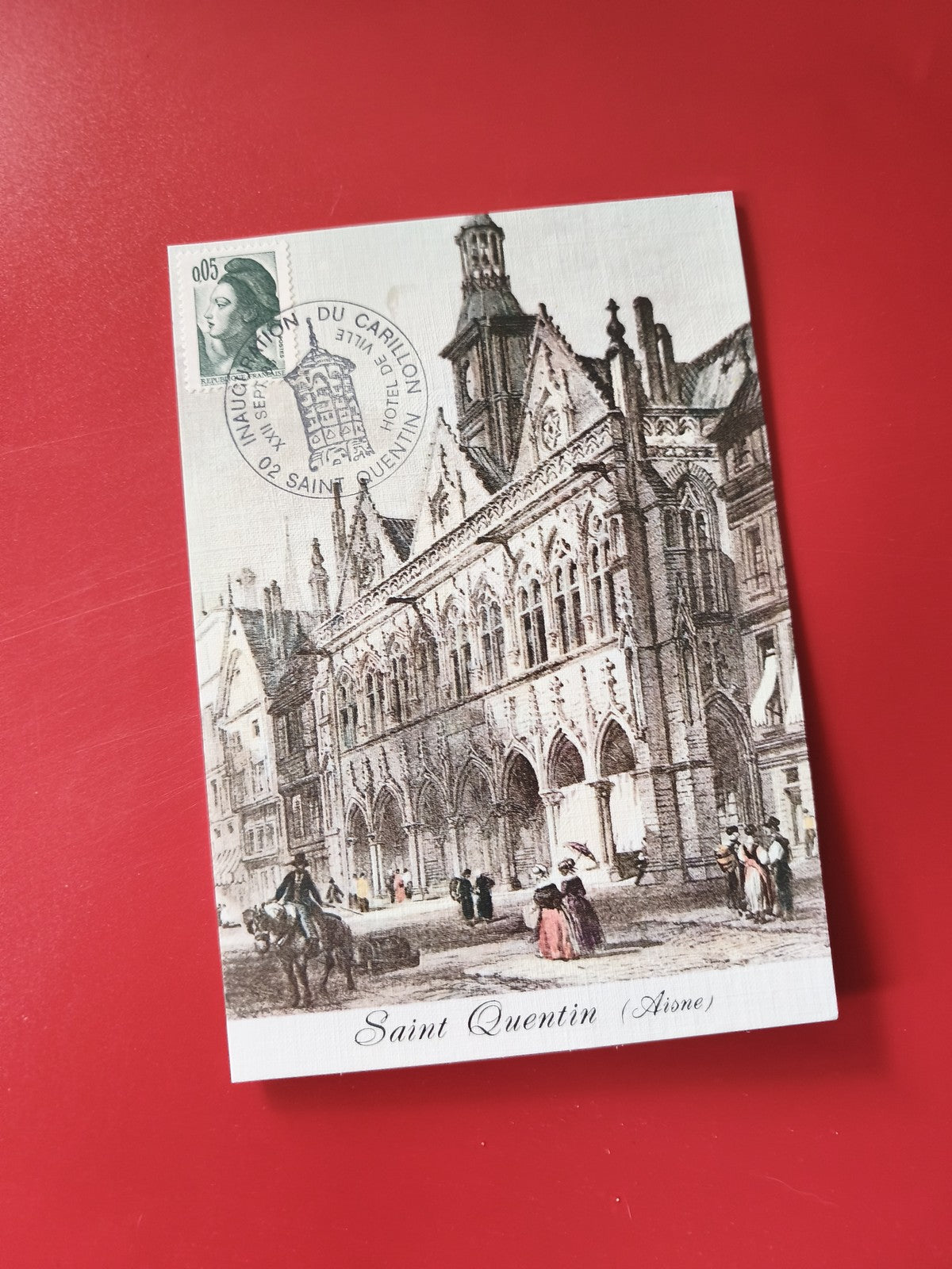 Carte postale philatélie Saint Quentin Aisne Hôtel de Ville oblitérée