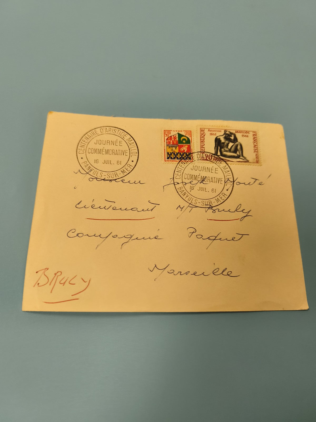 Ancienne enveloppe philatélie commémorative 1961 Banuls-sur-Mer timbres France