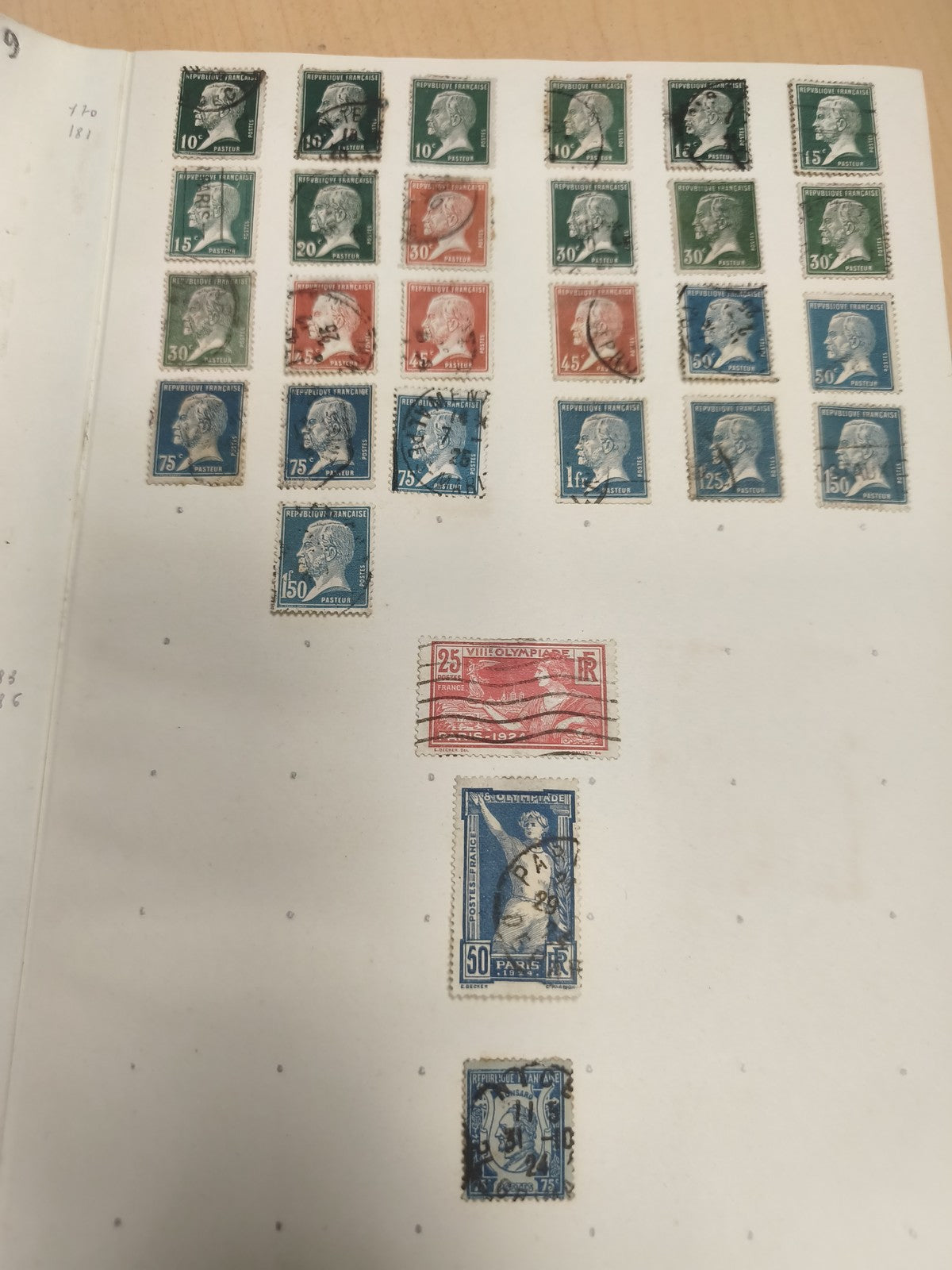 Lot timbres France anciens Pasteur Semeuse 1900s-1940s oblitérés philatélie