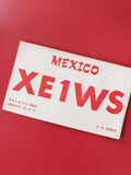 Carte radio XE1WS Mexico QSL radioamateur rouge et blanc d'occasion