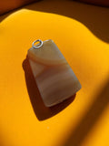 Pendentif vintage agate naturelle tranche rectangulaire gros modèle ancien