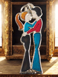Pendentif vintage années 70 émaillé couple stylisé deadstock rétro