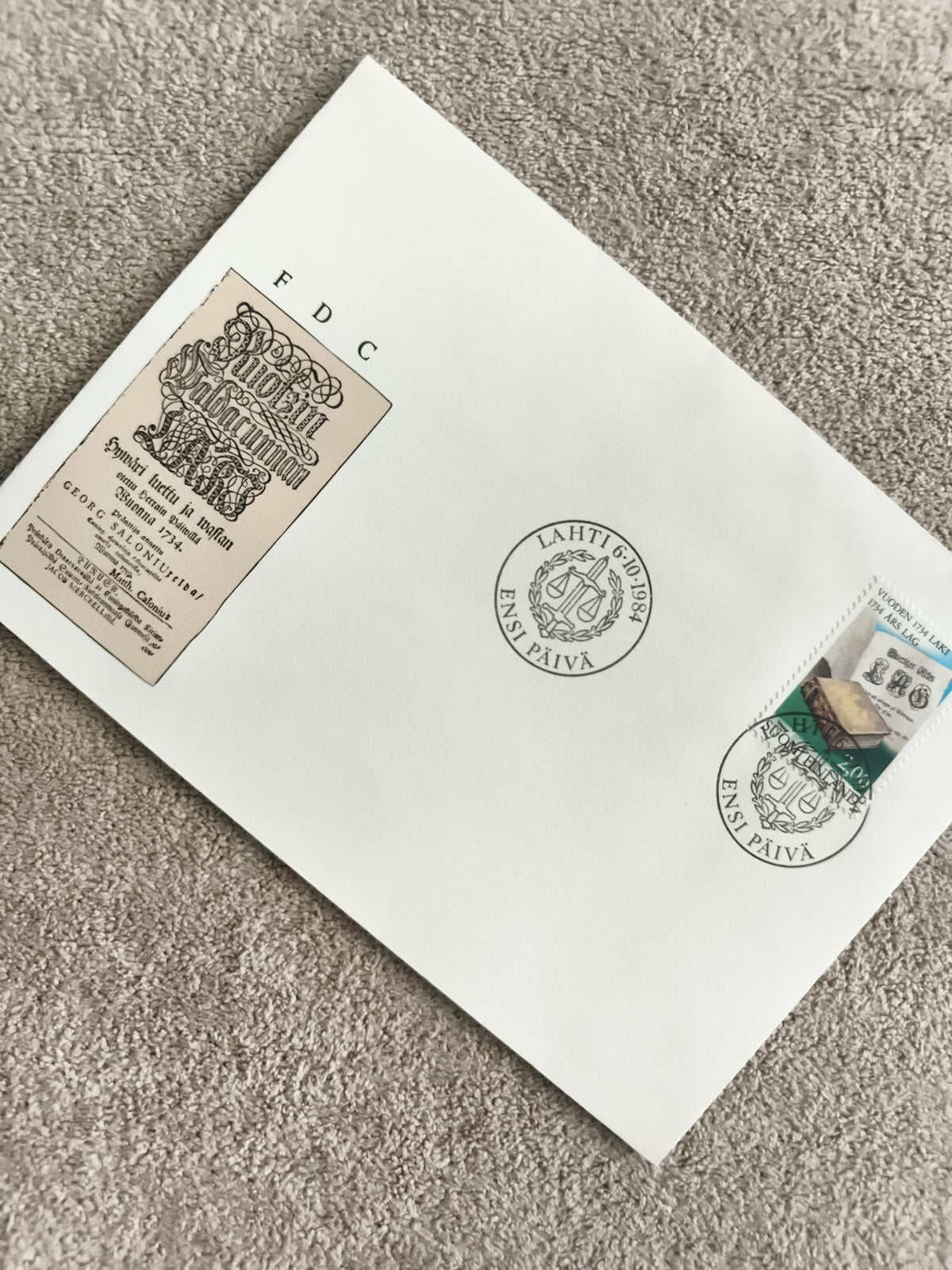 Lettre Premier Jour FDC Finlande 1984 Lahti timbre oblitéré philatélie