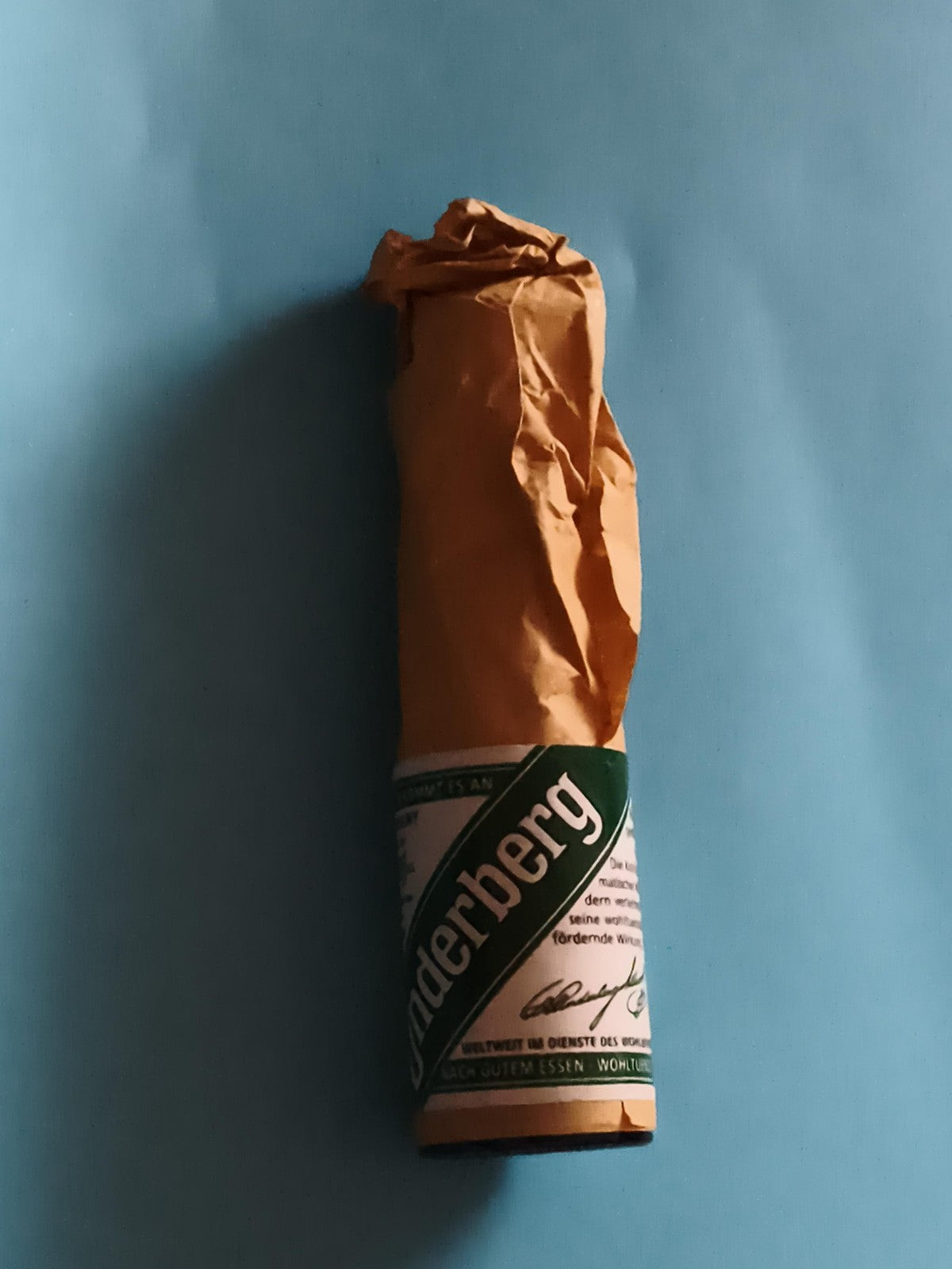 Mignonnette vintage Underberg apéritif alcool emballage papier brun