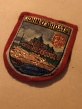 Écusson ancien JOHN O'GROATS brodé blason écossais vintage, patch écussette