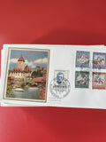 Enveloppe philatélie Suisse timbres Pro Patria illustration château paysage