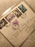 Lettre affranchie timbres Belgique Bruxelles 1944 philatélie cachets illustrés (