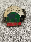 Pin's vintage Maxell World casque globe émaillé ancien badge années 80 90 (Ref 5
