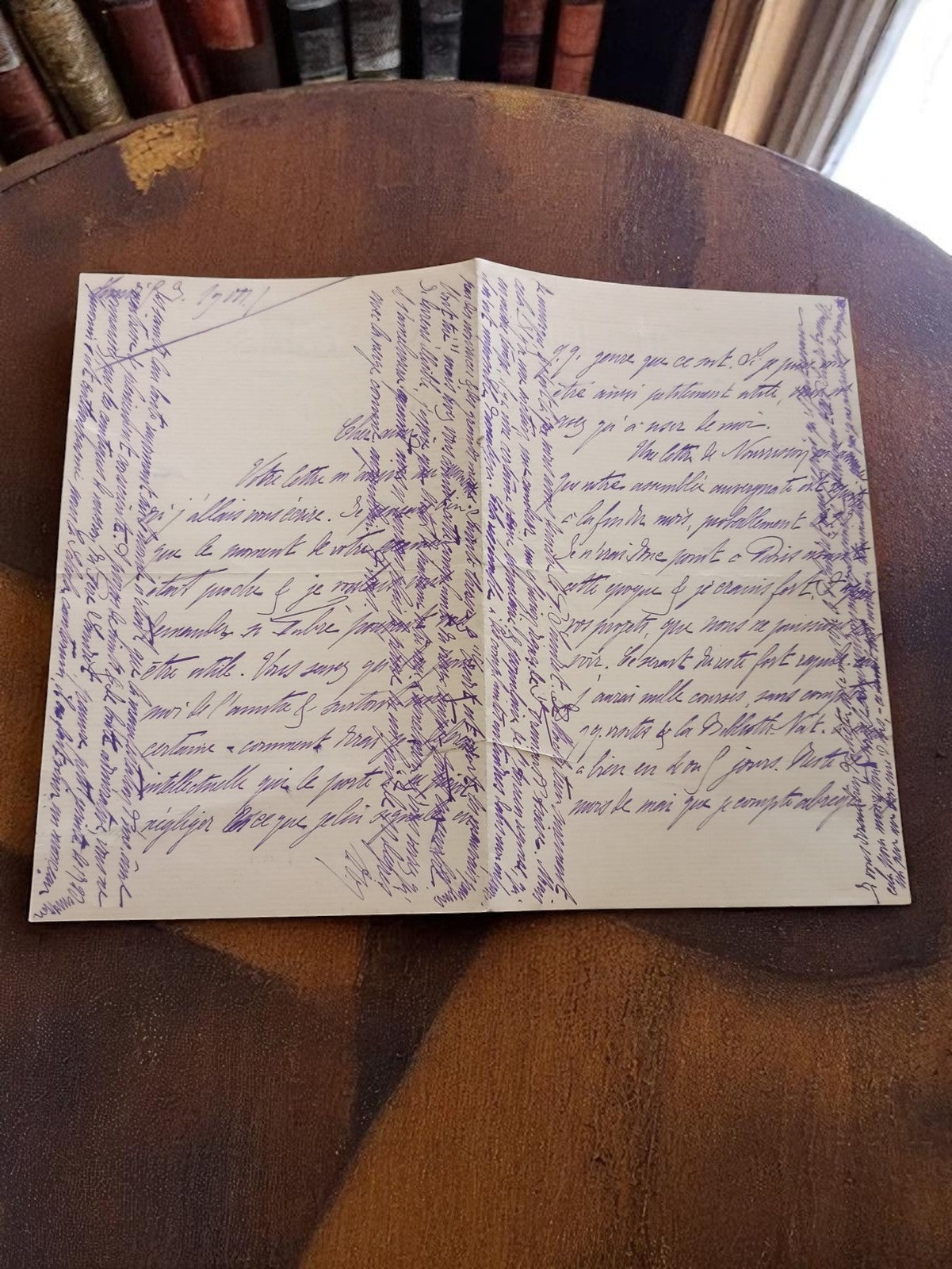 Lettre manuscrite ancienne encre violette début XXe siècle vintage