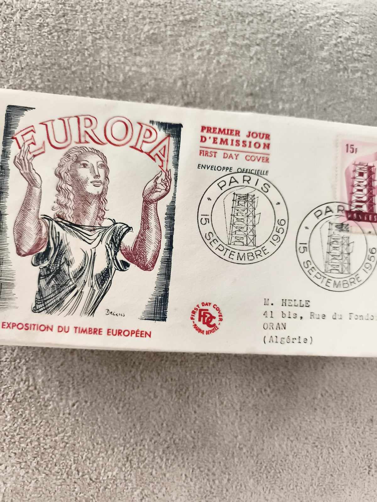 Lettre Premier Jour EUROPA 1956 Paris FDC ancien philatélie enveloppe timbre