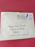 Enveloppe philatélie oblitérée Reims 1982 timbres Marianne et Sapeurs-Pompiers