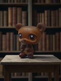 Figurine ours Petshop vintage yeux grands marron déco rétro jouet ancien