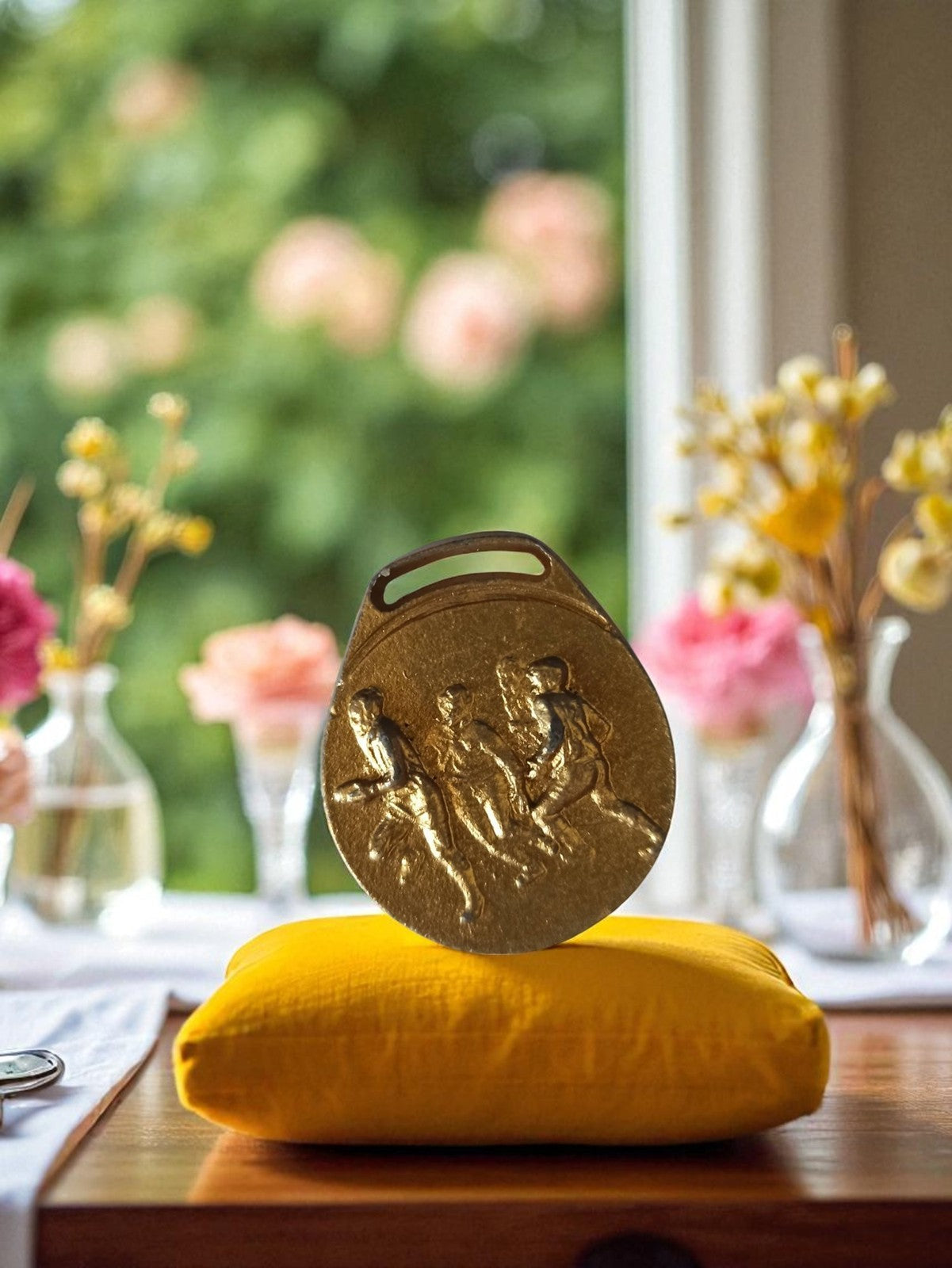 Médaille bronze vintage course athlétisme relief sportif ancien