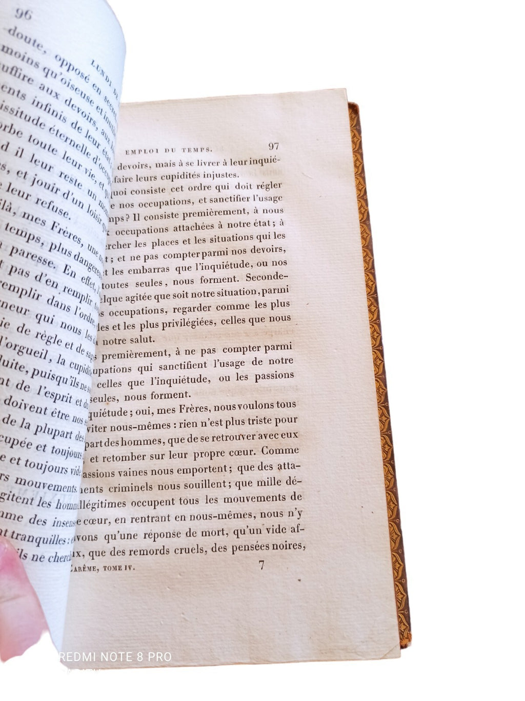 Livre ancien Massillon Œuvres Sermons Carême Tome IV 1823 reliure décorée