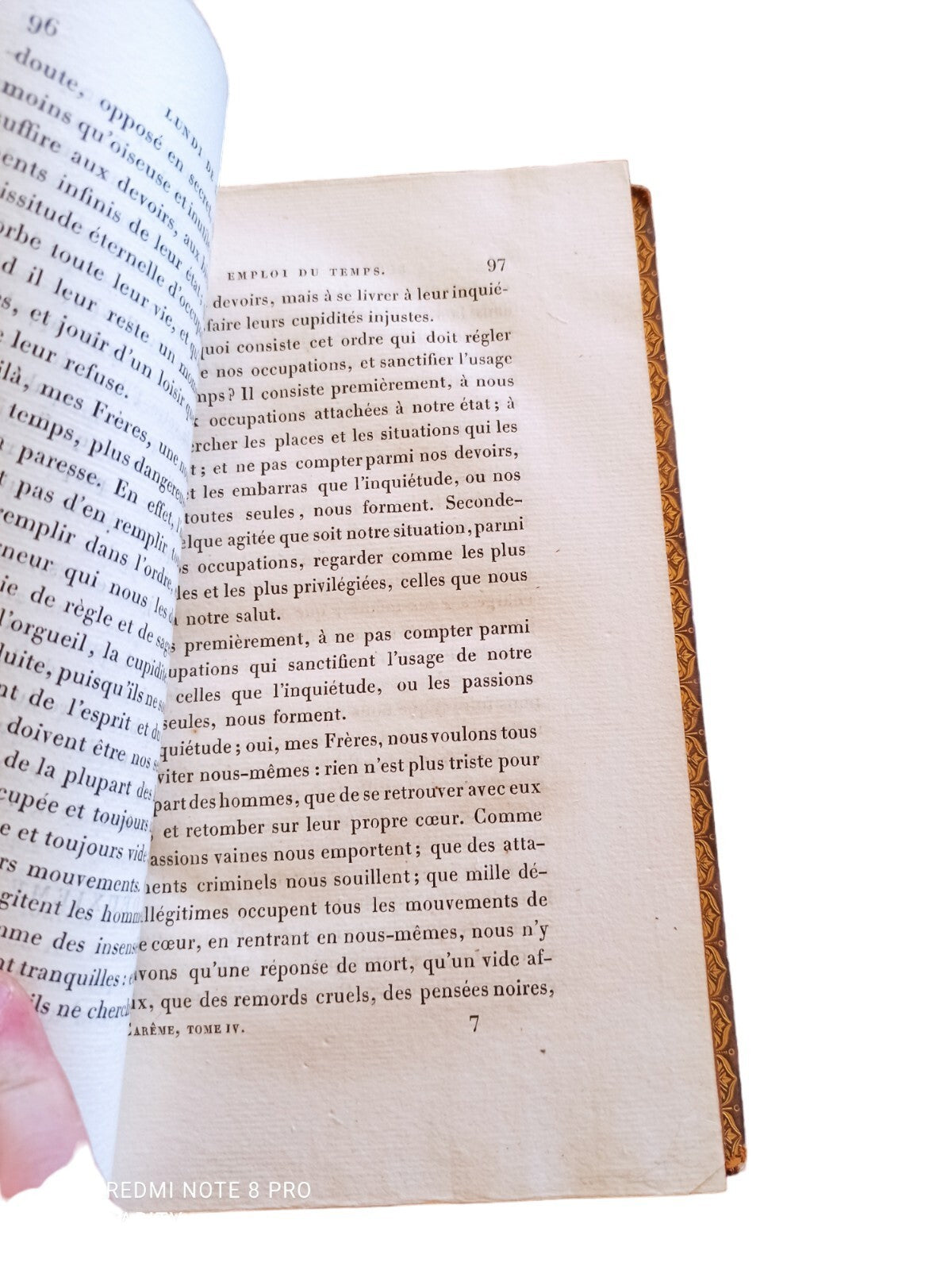 Livre ancien Massillon Œuvres Sermons Carême Tome IV 1823 reliure décorée