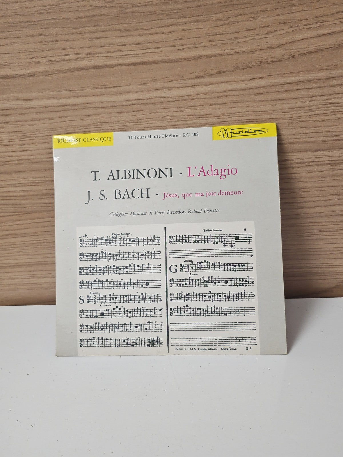 Vintage 45 tours Albinoni disque vinyle ancien rétro collection musique classiqu