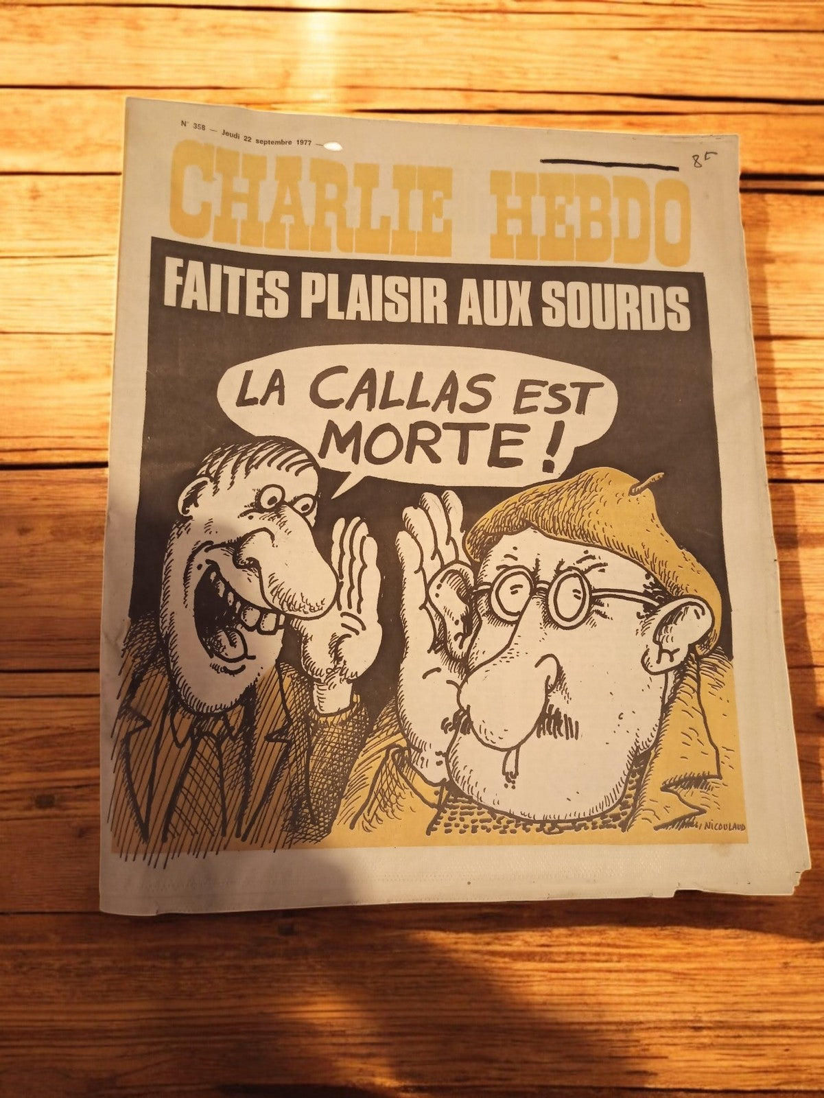 Magazine Charlie Hebdo vintage 1977 n°358, couverture Callas, satire presse anci