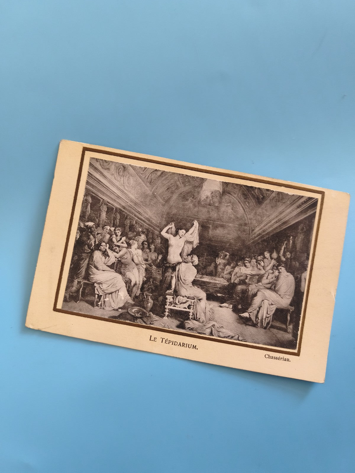 Carte postale ancienne vintage Le Tepidarium illustration rétro collection déco