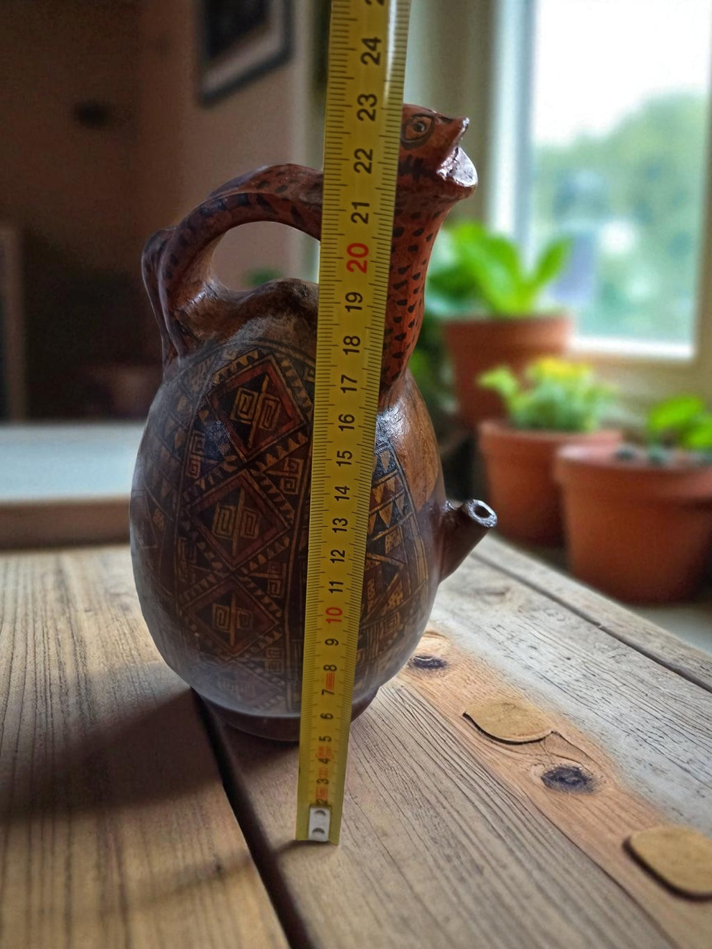 Carafe Jaguar vintage style précolombien Pérou, années 1950, fait main