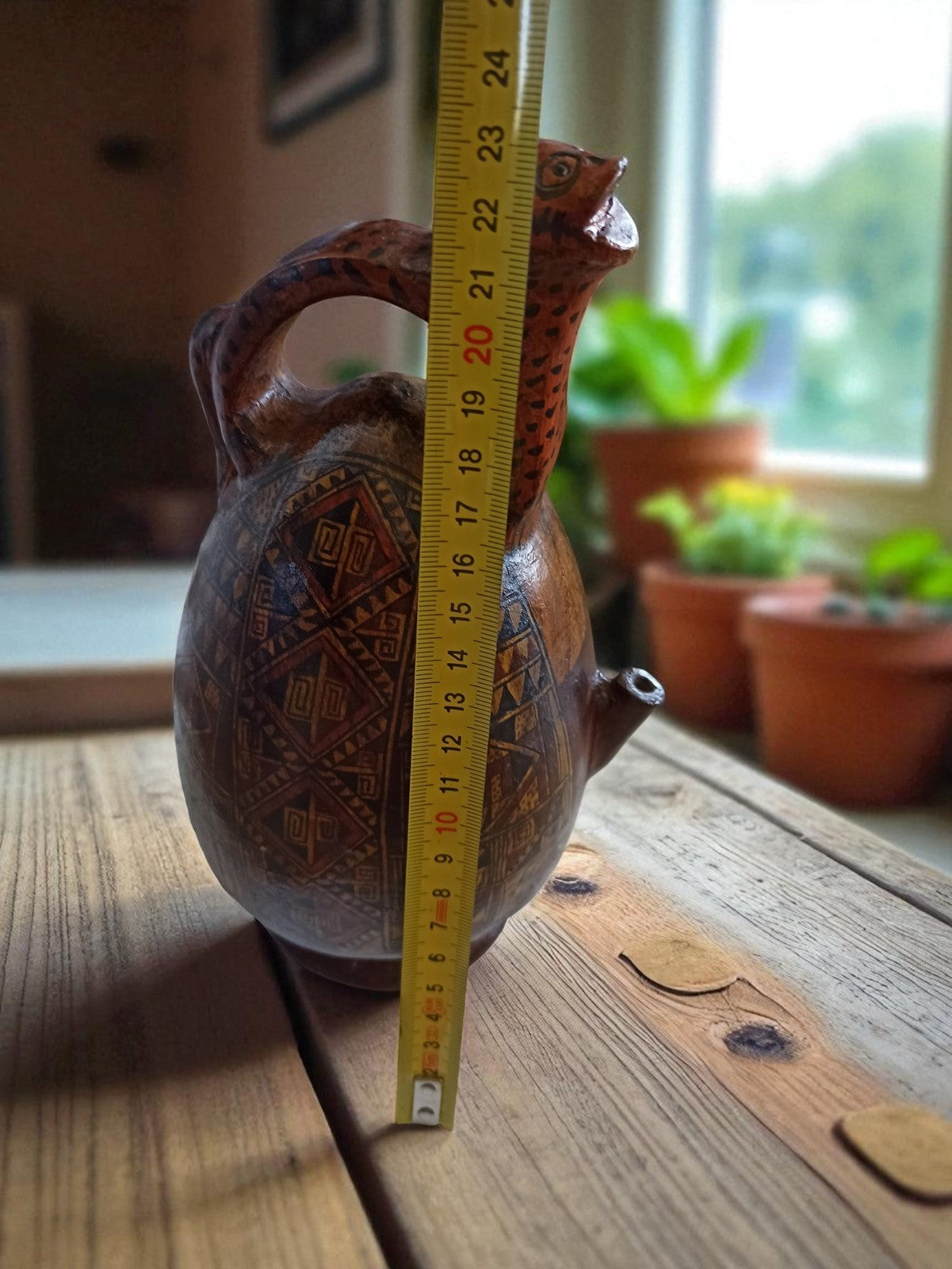 Carafe Jaguar vintage style précolombien Pérou, années 1950, fait main