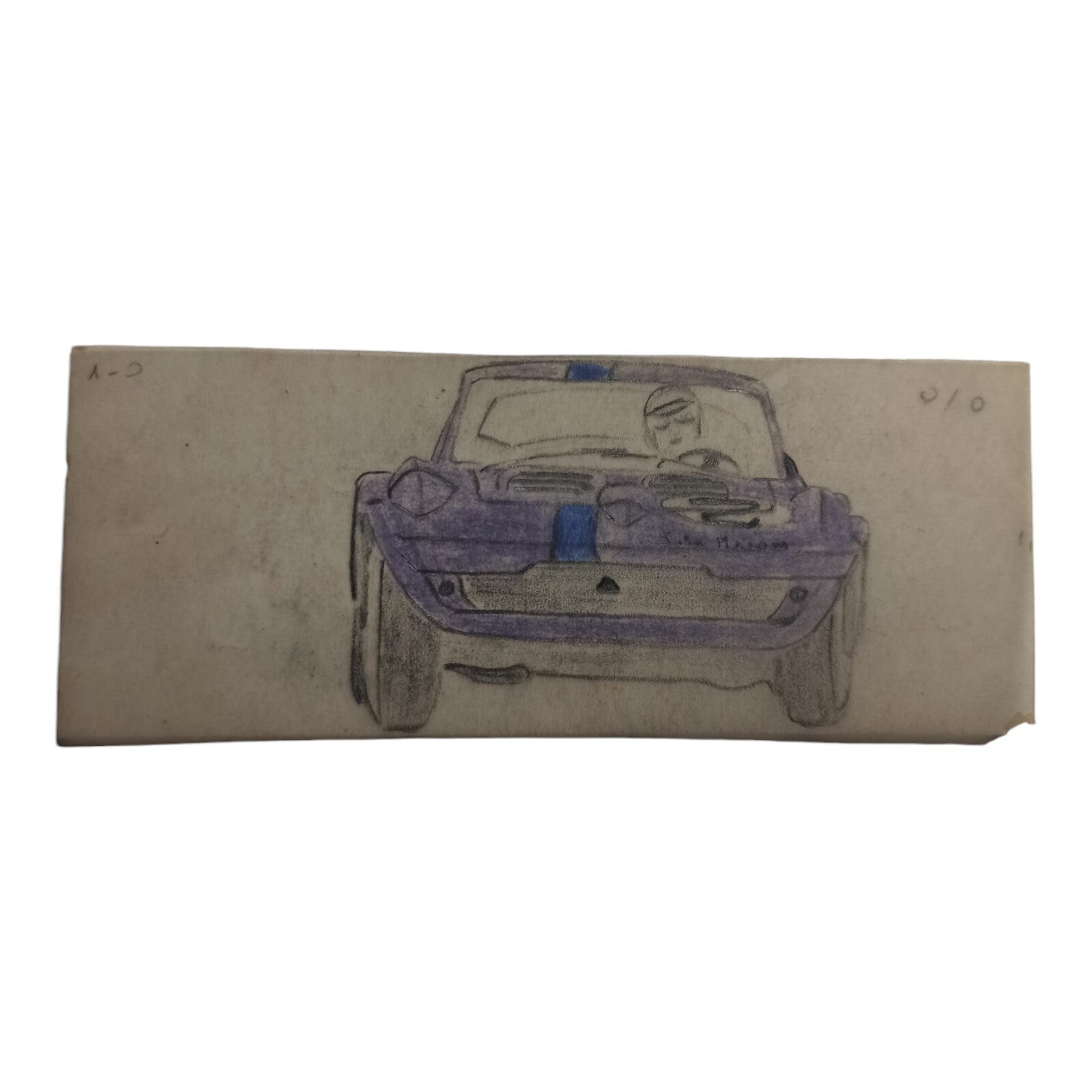 Dessin original voiture Scalextric Dinky Toys sur calque vintage