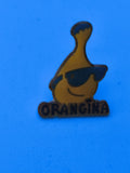 Vintage pin's Orangina bouteille mascotte lunettes rétro collection publicité