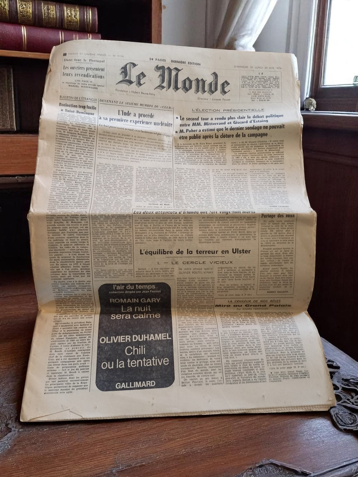 Journal Le Monde 1974 Vintage – Ancienne Édition Originale de Collection