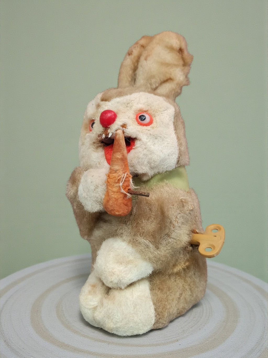 Lapin mécanique vintage à remonter peluche ancien années 50/60 jouet rétro