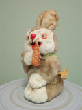 Lapin mécanique vintage à remonter peluche ancien années 50/60 jouet rétro