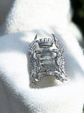 Broche héraldique vintage ancienne argentée blason, bijou rétro écusson