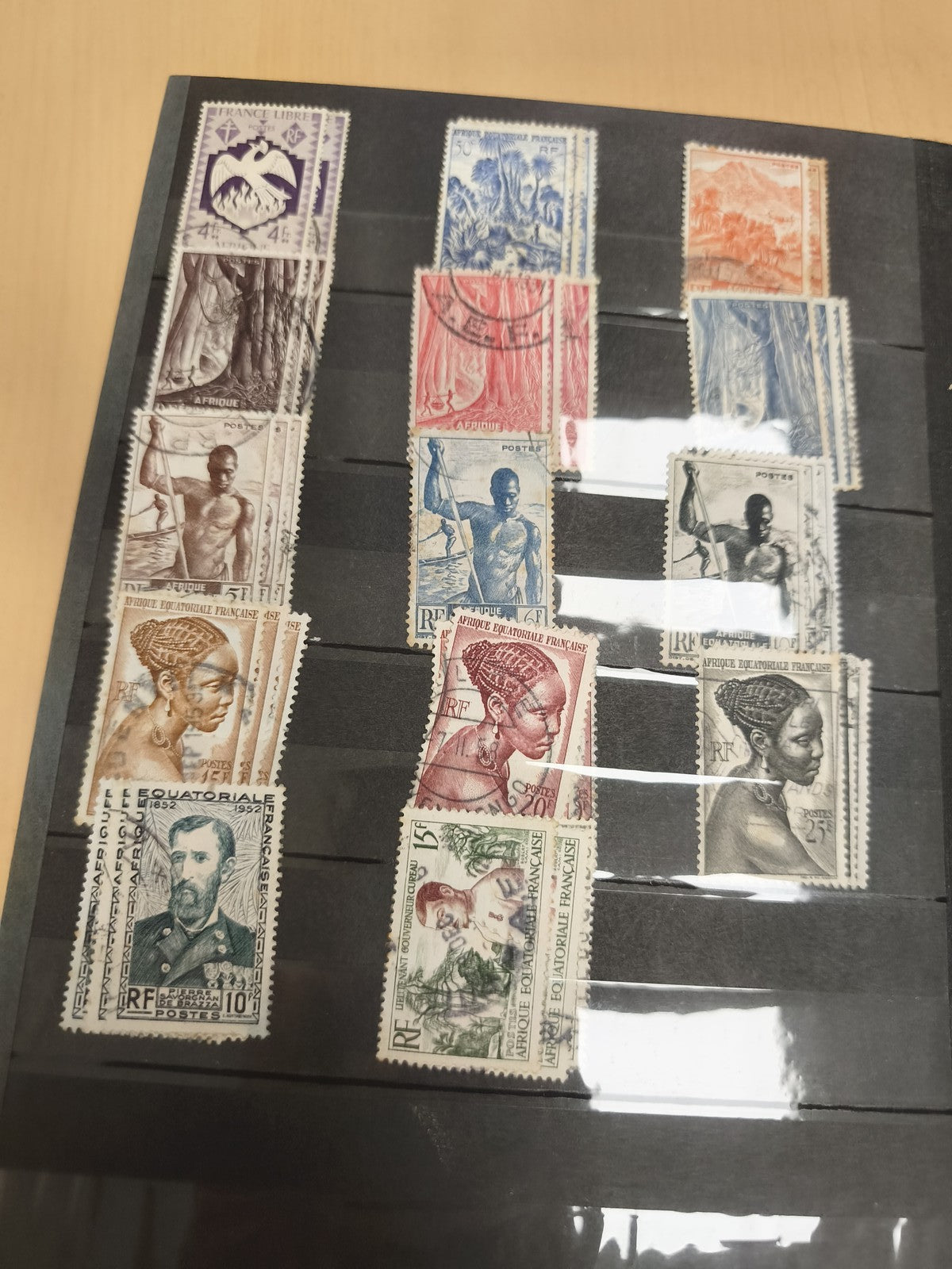 Lot timbres Afrique Équatoriale Française France Libre oblitérés philatélie