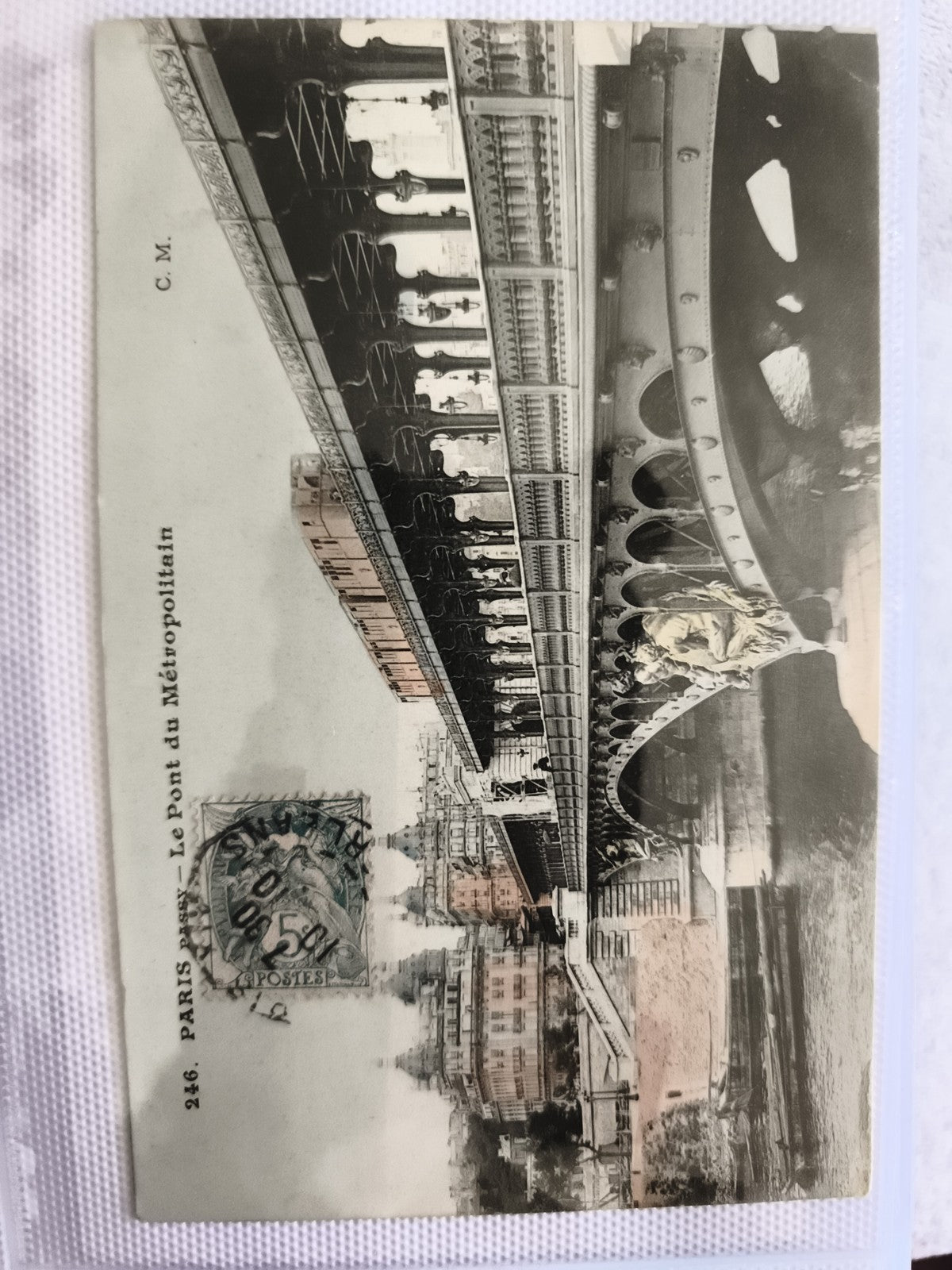 Carte postale CPA Paris Pont Métropolitain timbre oblitéré début XXe