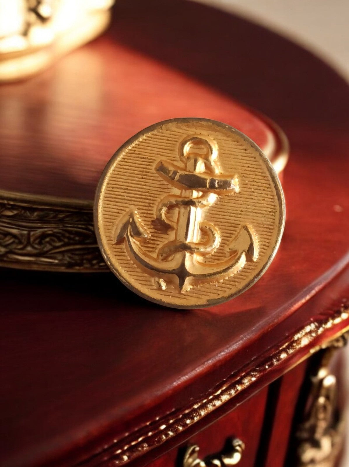 Bouton Marine Nationale vintage doré insigne ancre, bouton uniforme ancien