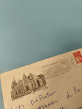 Ancienne enveloppe philatélie Plestin-les-Grèves cachet 1998 illustration église