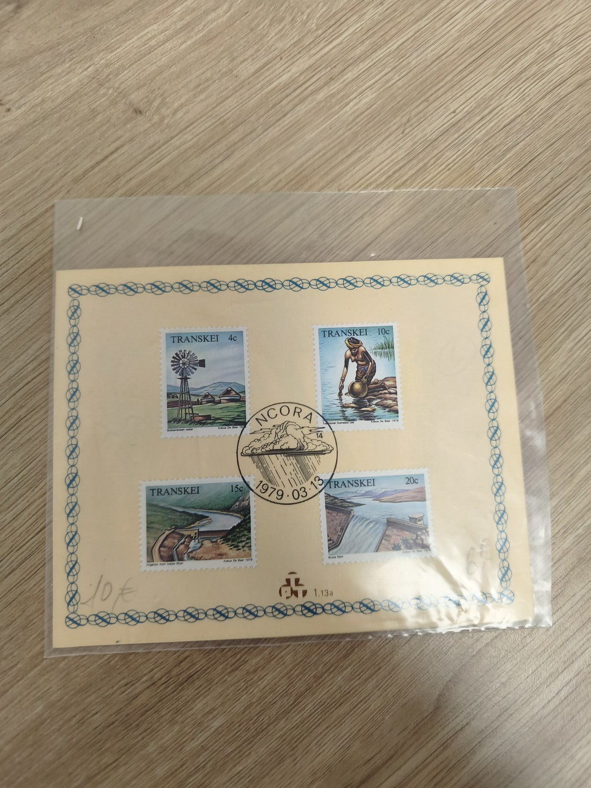 Lot de timbres Transkei 1979 sur carte, motifs paysages et scènes agricoles