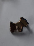 Broche vintage chien doré, pin's forme terrier, bijou fantaisie animal