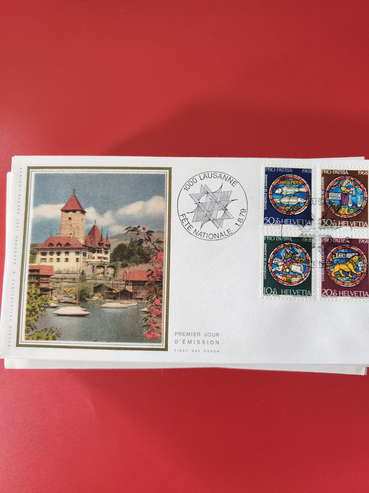 Enveloppe philatélie Suisse Fête Nationale Lausanne timbres Pro Patria 1968