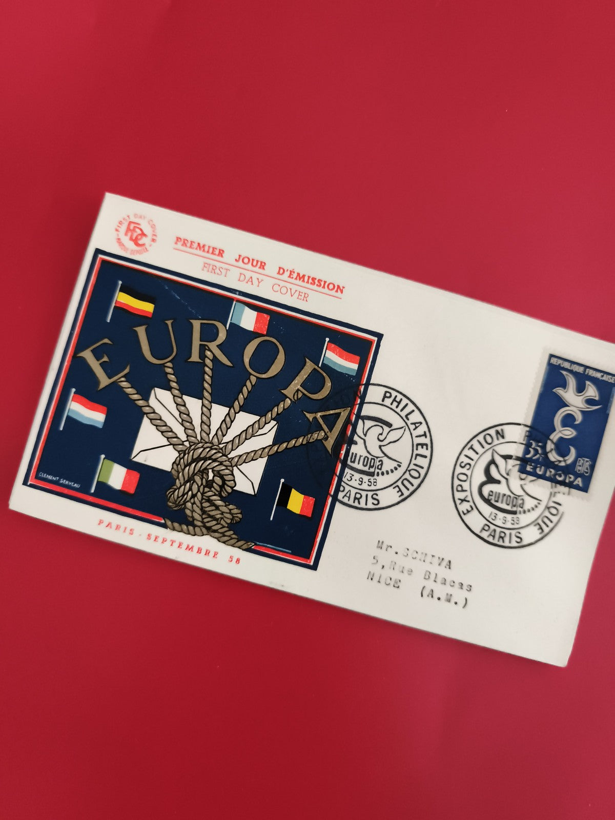 Lettre Premier Jour EUROPA 1958 Paris timbre Exposition Philatélie (Ref 1)