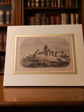 Gravure ancienne Ruines château de Dyo art rétro vintage déco encadrée