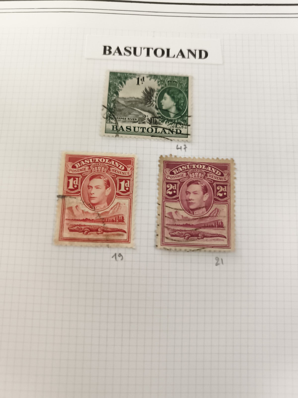 Timbres Basutoland 1d 2d George VI Elizabeth II philatélie lot Afrique