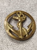 Insigne ancien ancre marine dorée, badge militaire vintage marin