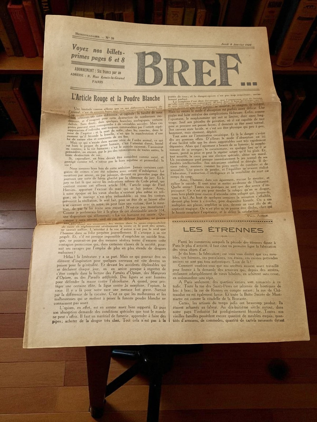 Journal ancien BREF 1925 hebdomadaire vintage presse rétro histoire France