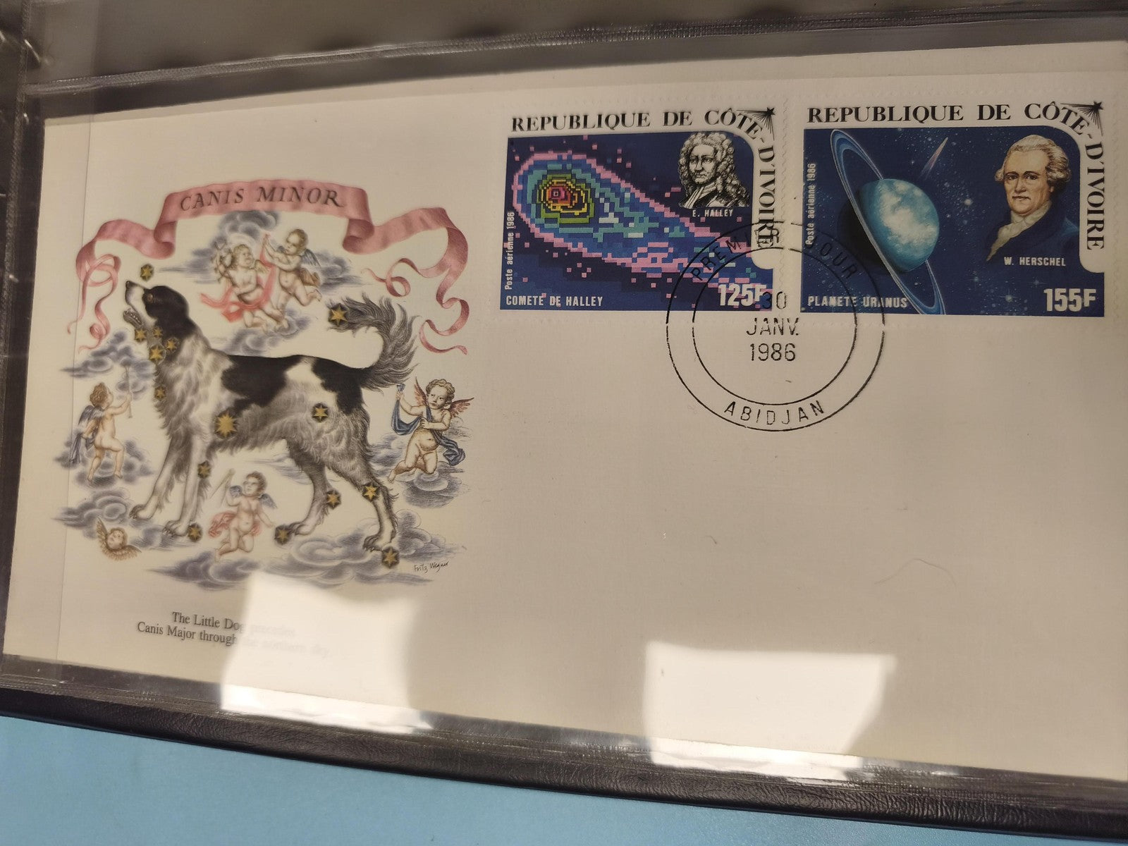 Enveloppe philatélie FDC Côte d'Ivoire 1986 Canis Minor timbres astronomie