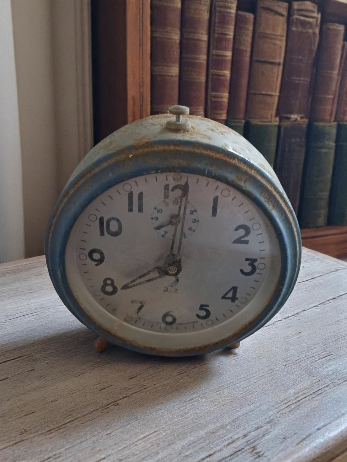 Réveil de table vintage Jaz à restaurer bleu ancien horloge mécanique déco