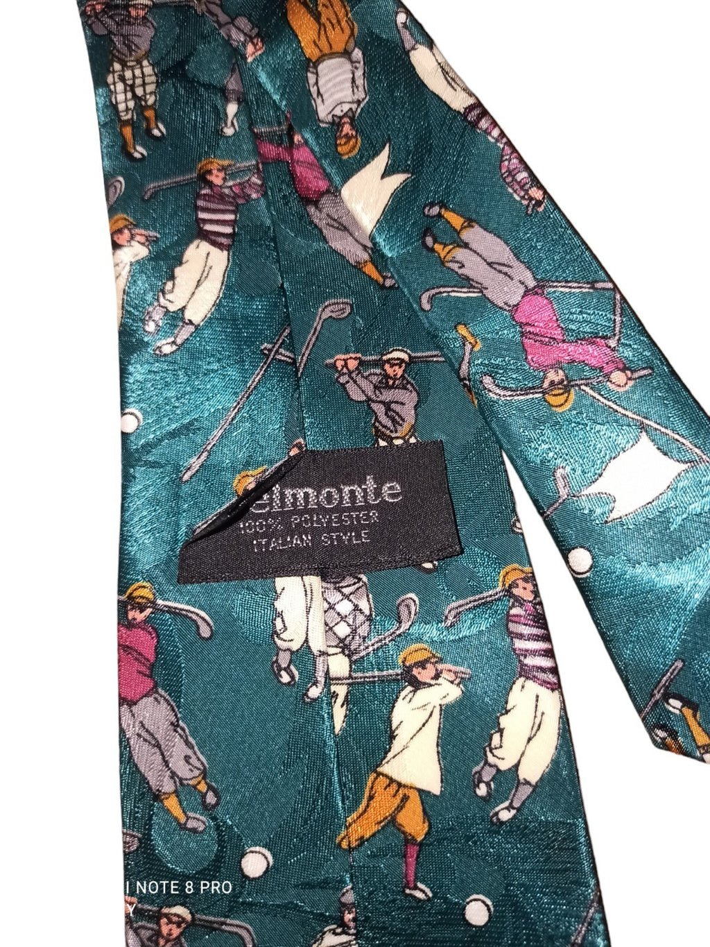 Cravate vintage Belmonte soie motif golf rétro années 90 élégante homme