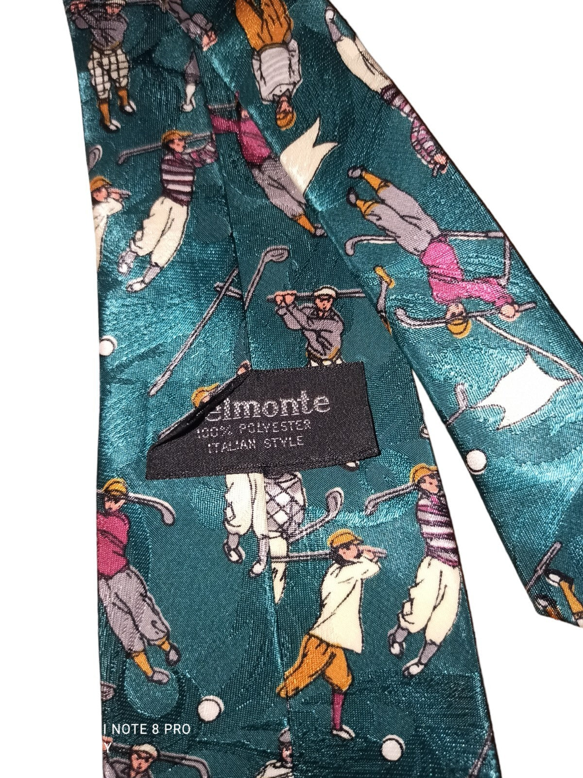 Cravate vintage Belmonte soie motif golf rétro années 90 élégante homme