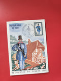 Carte postale philatélie Journée du Timbre 1968 facteur rural illustration