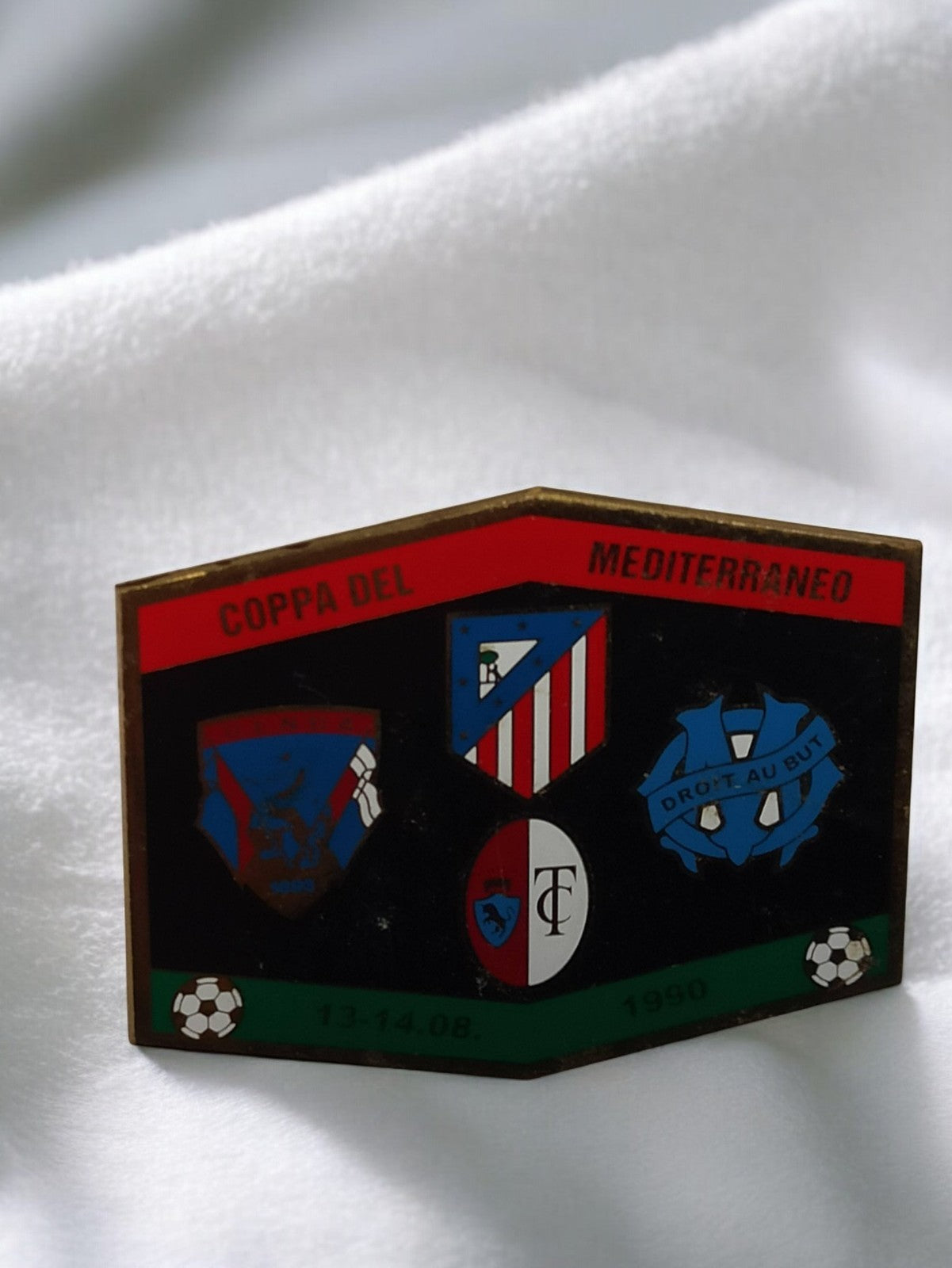 Pin's vintage Coppa del Mediterraneo 1990 Olympique de Marseille OM badge ancien