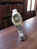 Montre vintage femme Hong Tai acier aspect chromé rétro chic bracelet rigide