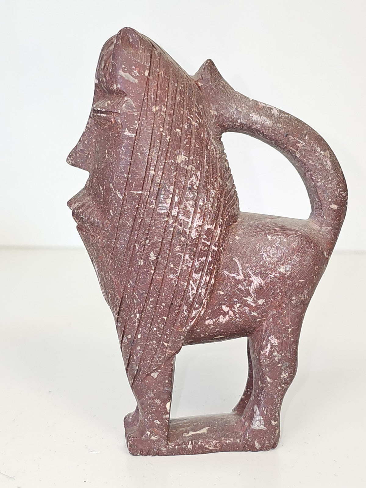 Statuette léopard en pierre de savon sculptée décorative félin animalier déco